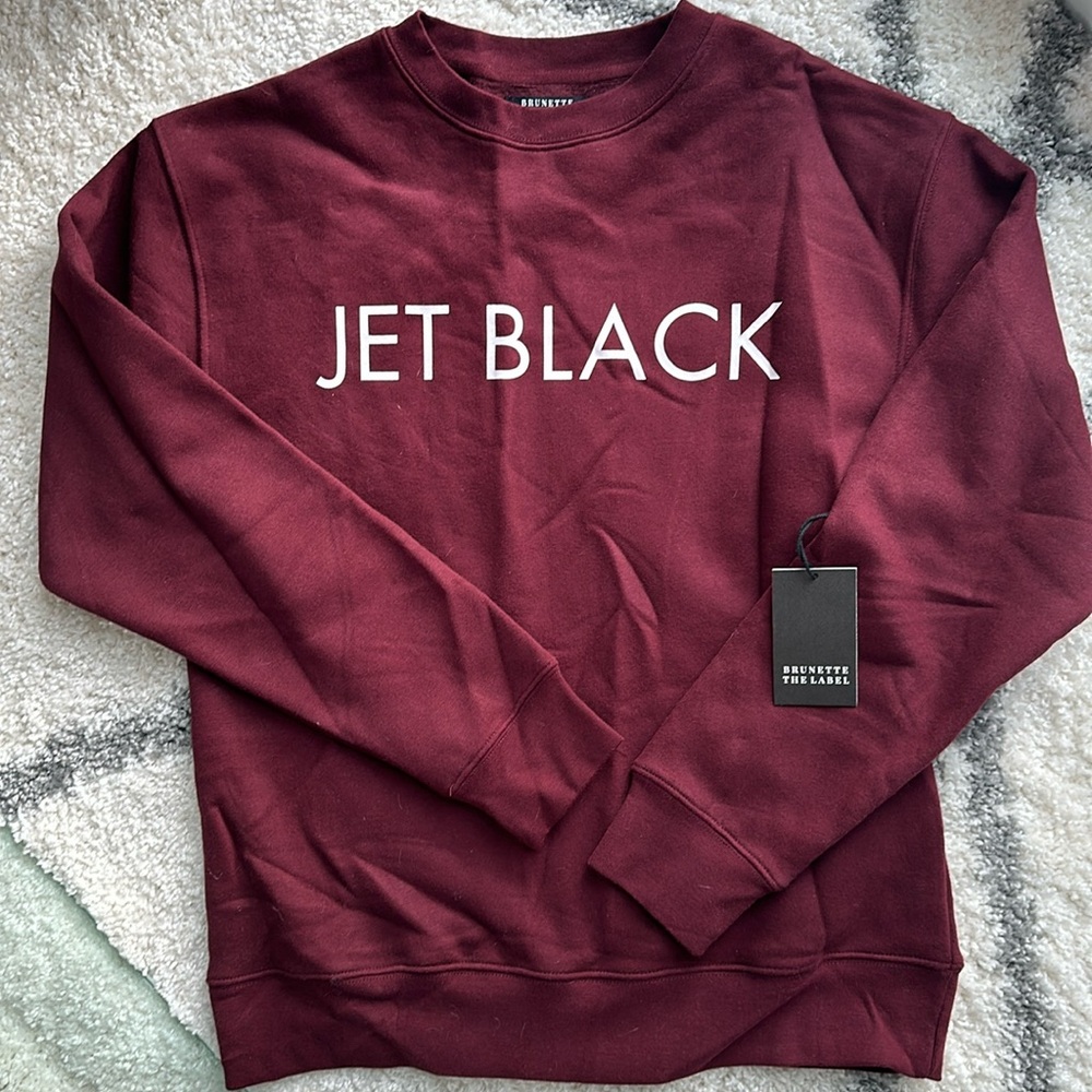 NWT Brunette the Label Jet Black Core Crew Sweater